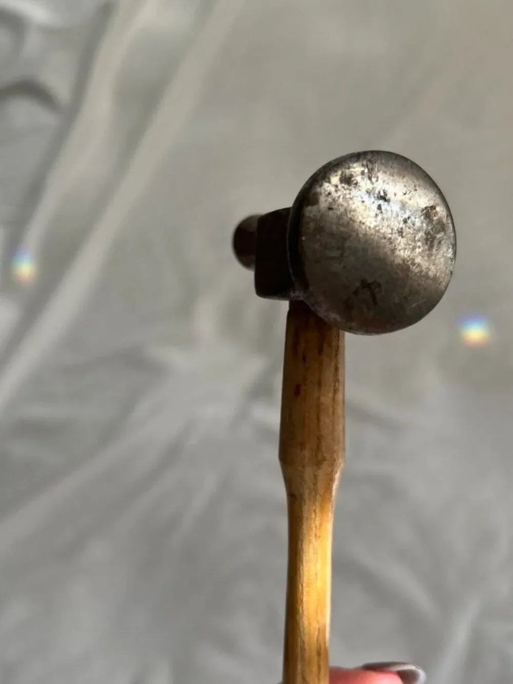 Vintage Small Ball Peen Steel Hammer with Wooden Handle, Possibly Craftsman